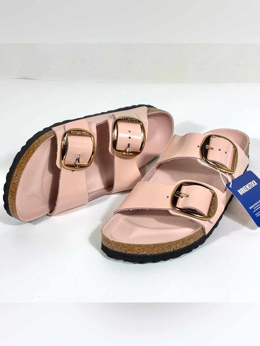 *SOLD* Birkenstock Arizona Big Buckle Natural Leather Patent High Shine - Picture 12 of 17